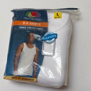 NWT Fruit of the Loom White Ribbed A-Shirts 6-Pack